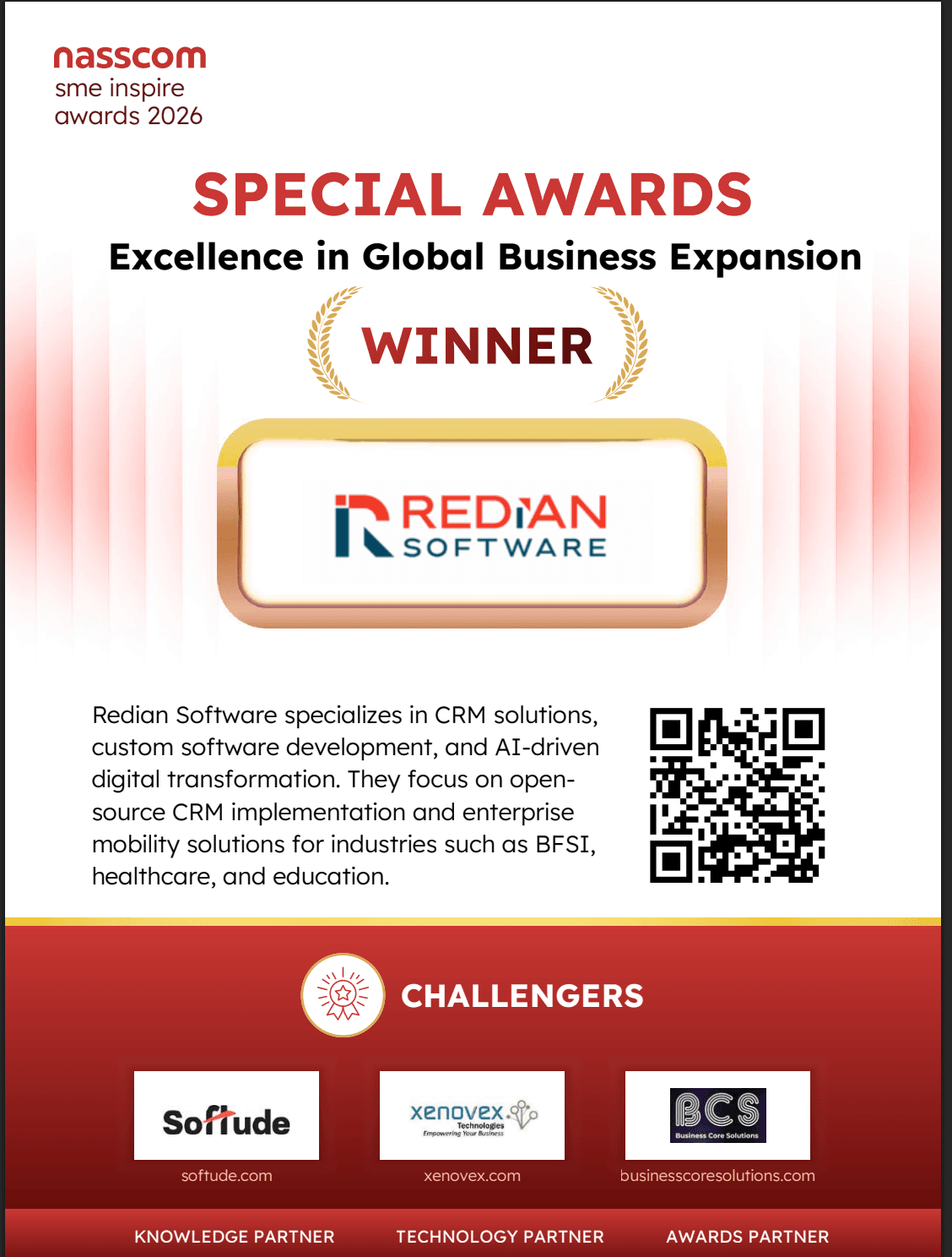 NASSCOM SME Inspire Award — Excellence in Global Business Expansion NASSCOM SME Inspire Award — Excellence in Global Business Expansion