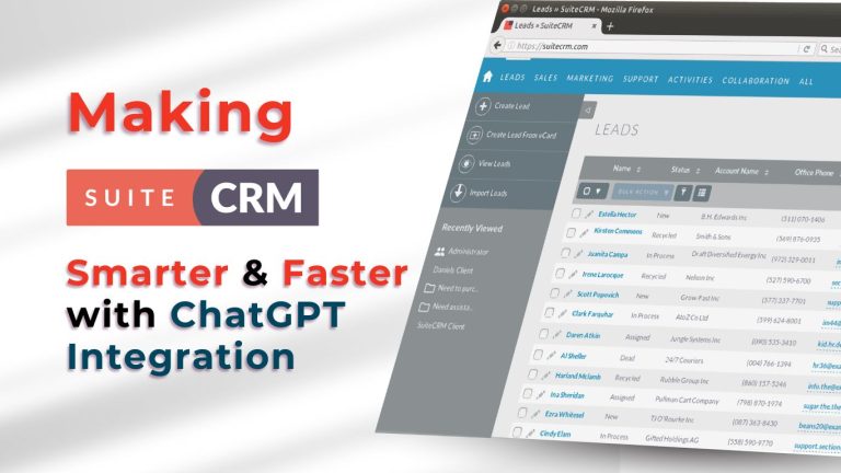 Screenshot of the ChatGPT Plugin interface integrated into SuiteCRM, showcasing automated email response features.