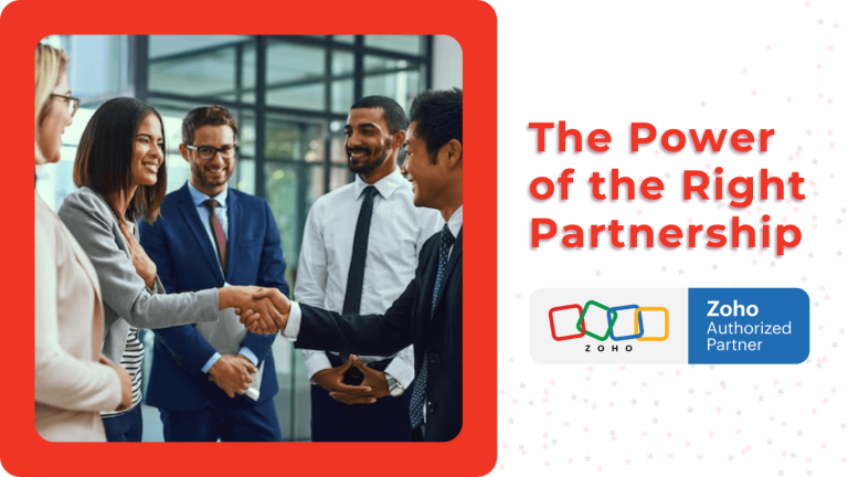 Redian Software, authorized Zoho Partners in India, shaking hands, symbolizing trusted partnership.